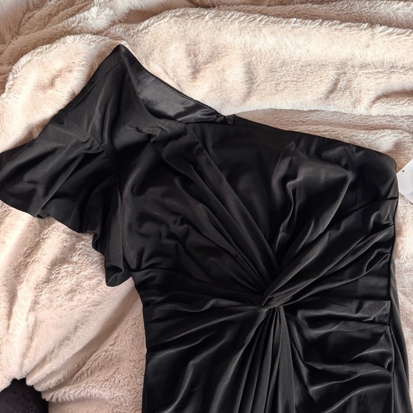 MAC DUGGAL NEW One Shoulder Ruffle Pleated Mini Midi Jersey Dress Size 4 NWT - Picture 7 of 14